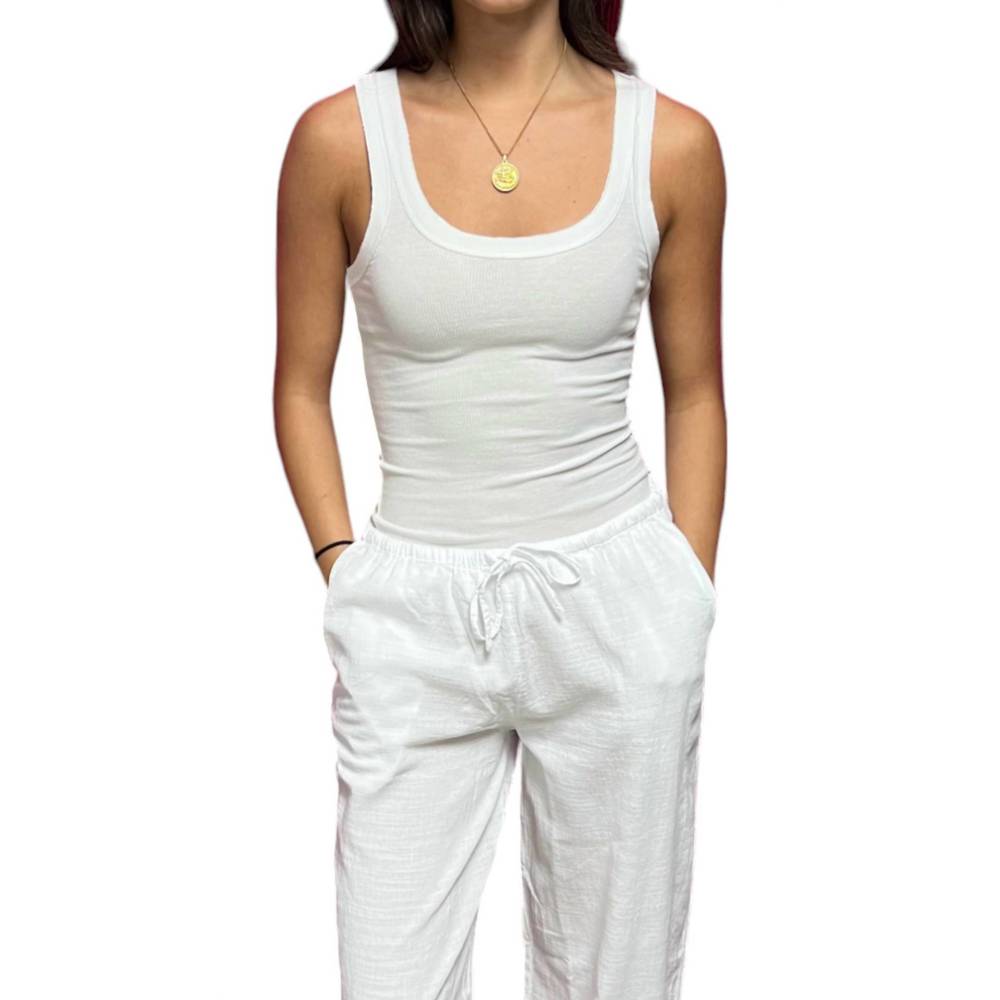 NEW T2LOVE raw edge tank in winter white